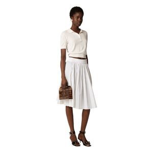 J. Crew Smocked Waist Pleated Mini Skirt White Poplin Cotton XL